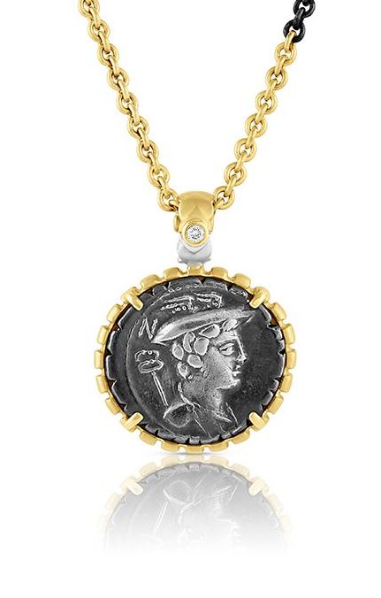 14k Gold & Diamond Genuine Ancient Greek Coin Necklace (Artemis; 125-9 –  MILLER MAE DESIGNS